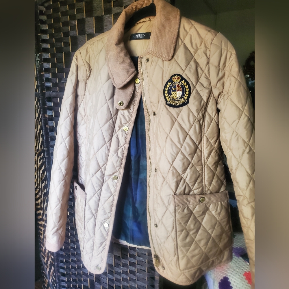 Quilted Ralph Lauren Jacket with Crest Patch